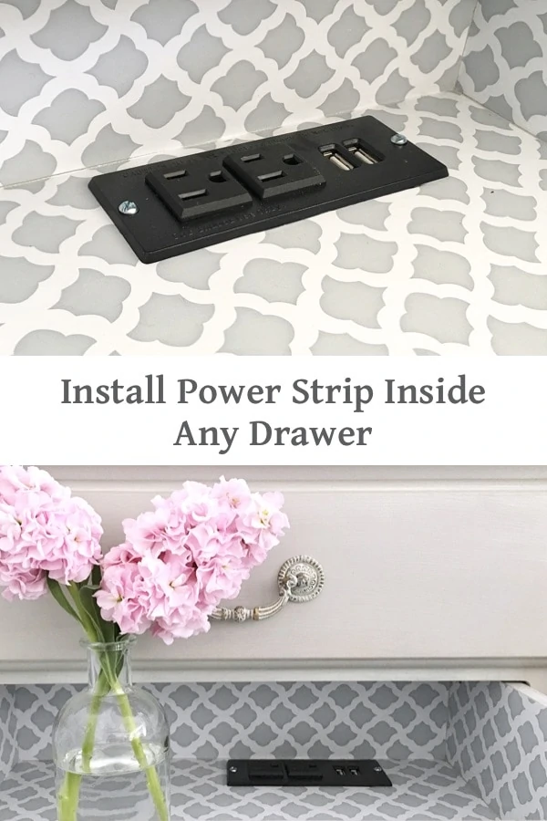 how to install power outlet inside any drawer #diy #hidecord #powerstrip #draweroutlet