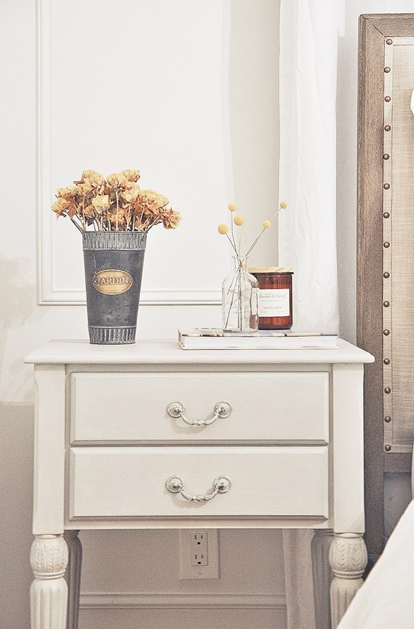 bedroom nightstand furniture makeover with chalk paint pottery barn toulouse bed