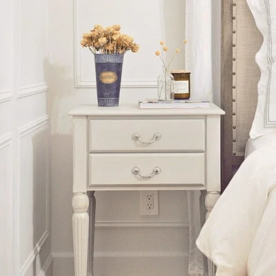 bedroom nightstand furniture makeover with chalk paint pottery barn toulouse bed