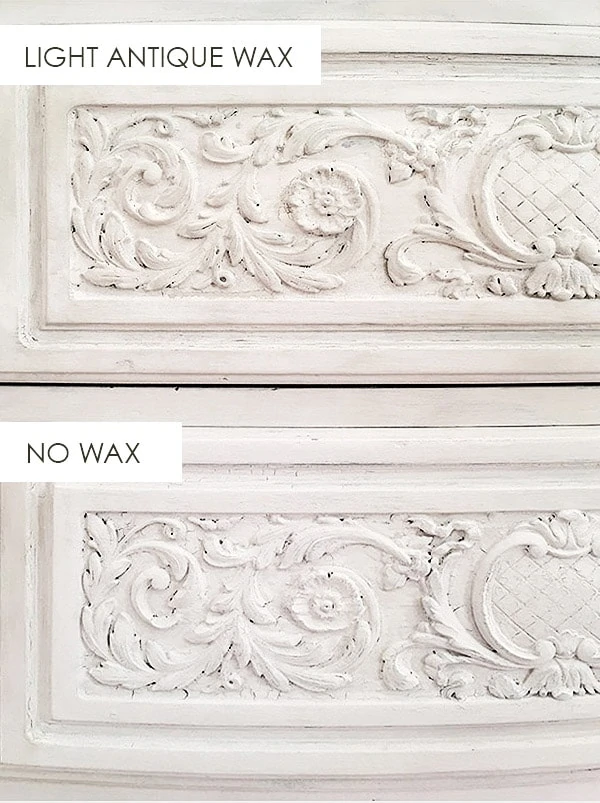 light antique wax vs no wax. furniture refinishing