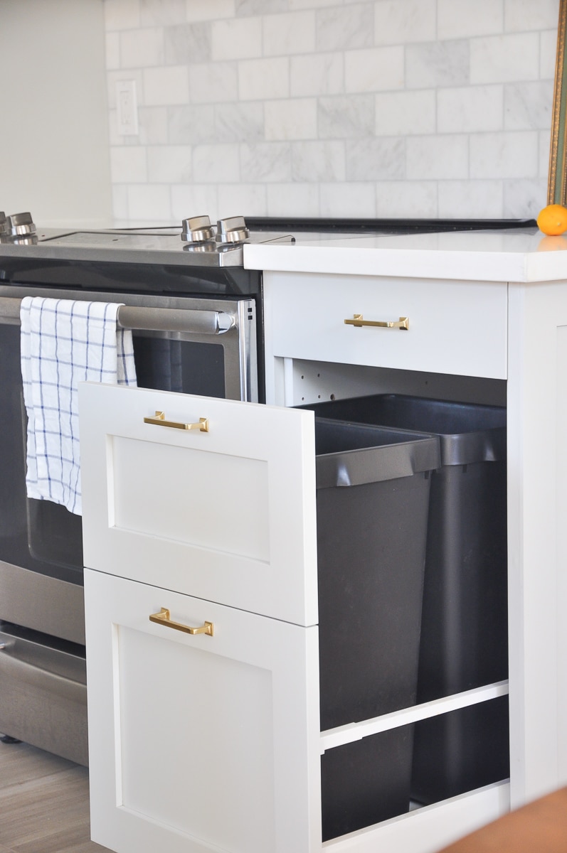 ikea kitchen organization - trash cabinet