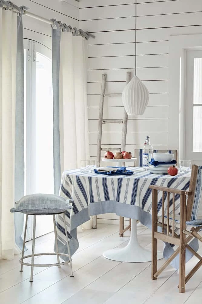 my favorite interior design style | coastal beachy style | serena and lily, fresh, seaside interiors, dining room