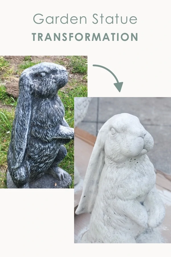 DIY garden statue makeover transformation, easy garden diy project, rabbit garden statue decoration