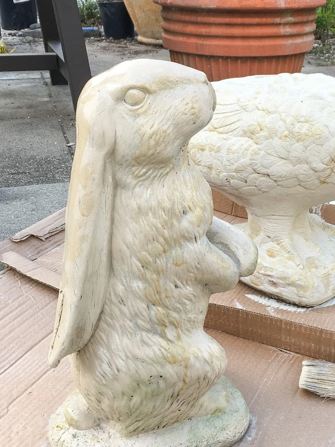 paint rabbit garden statues | outdoor decor refinish, DIY makeover