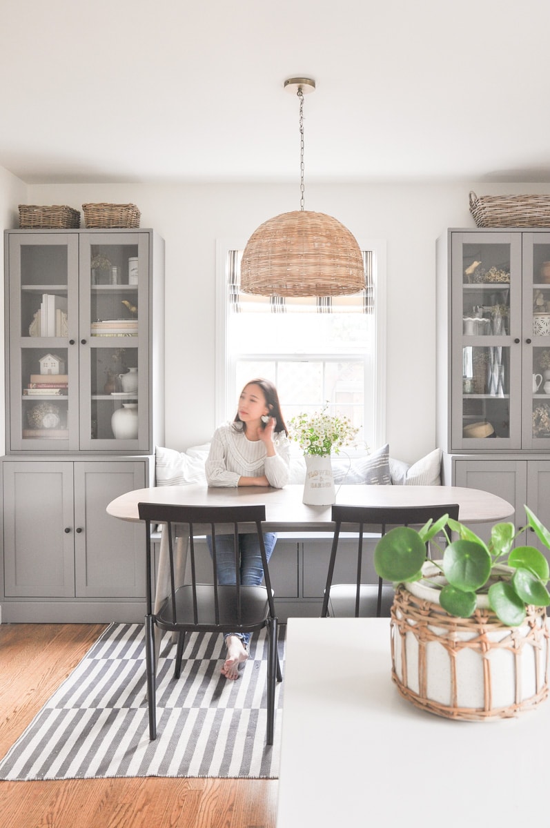 Small Dining Room Update With Ikea Banquette Review And New Pendant Hydrangea Treehouse