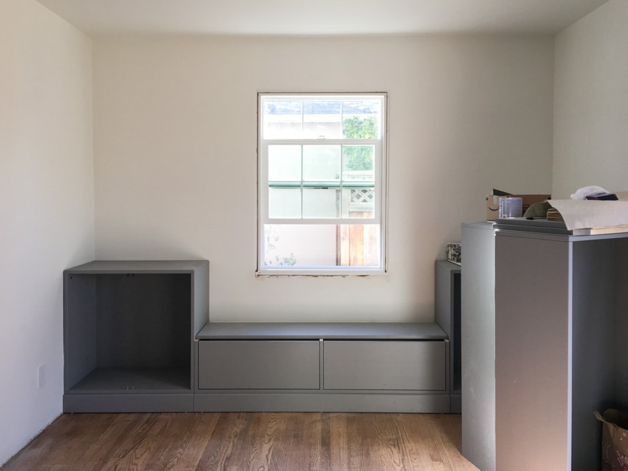 grey mid century modern living room