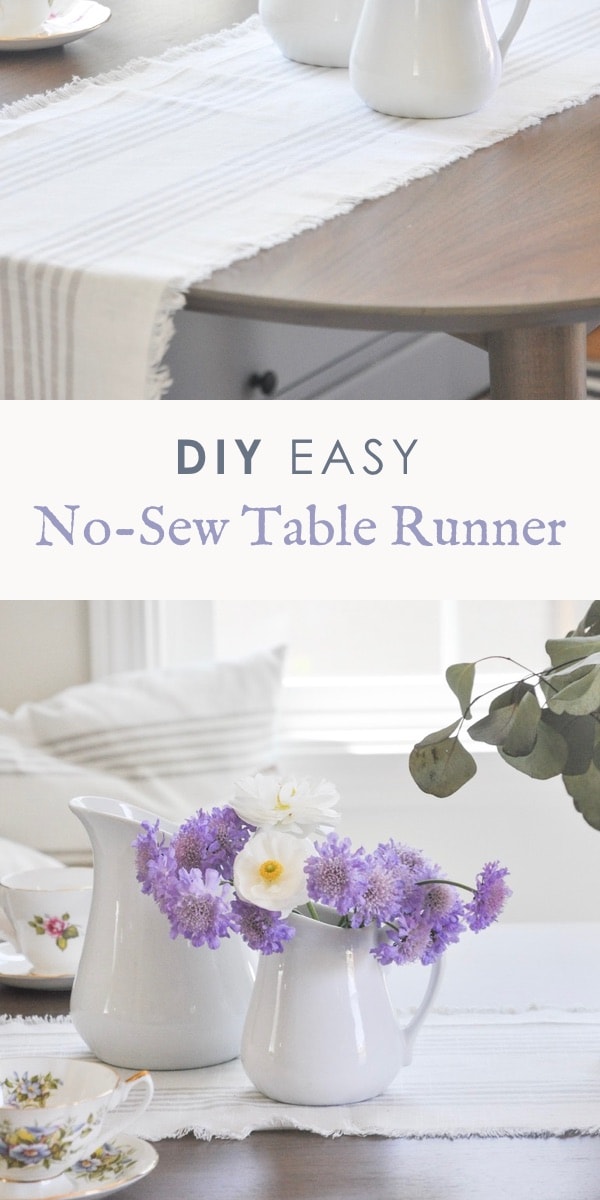 DIY easy no sew table runner project | fabric table runner farmhouse style #nosewtablerunner #diytablerunner #farmhousetablerunner