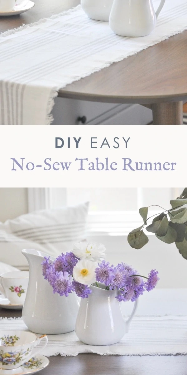 DIY easy no sew table runner project | fabric table runner farmhouse style #nosewtablerunner #diytablerunner #farmhousetablerunner