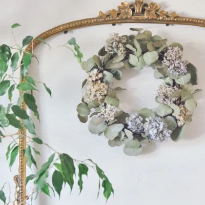 DIY Dried Hydrangea Wreath with Eucalyptus