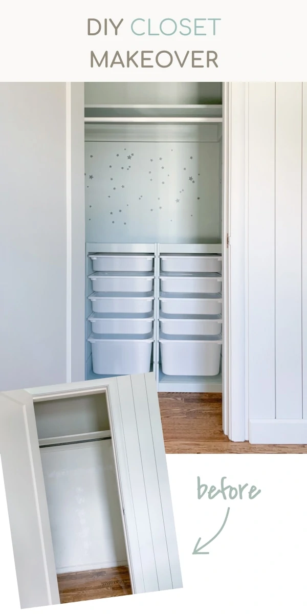 IKEA Trofast hack, DIY closet makeover, closet builtin storage unit, home office closet makeover