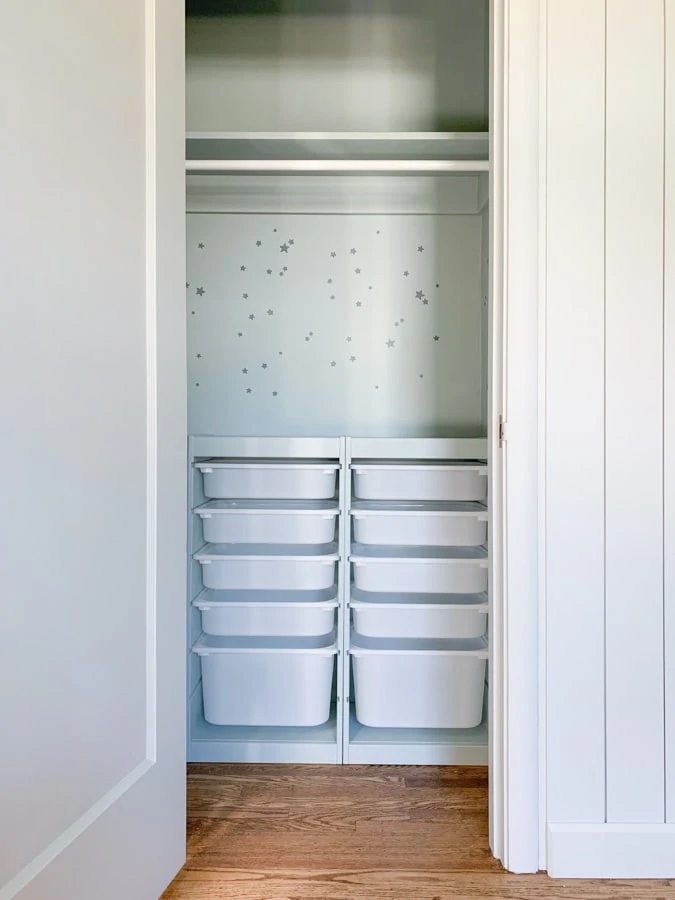 IKEA Trofast hack, closet builtin storage unit, home office closet makeover