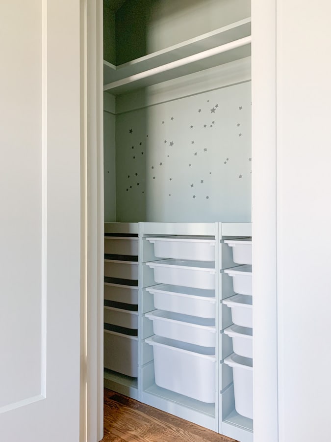 IKEA Trofast hack, closet builtin storage unit, home office closet makeover