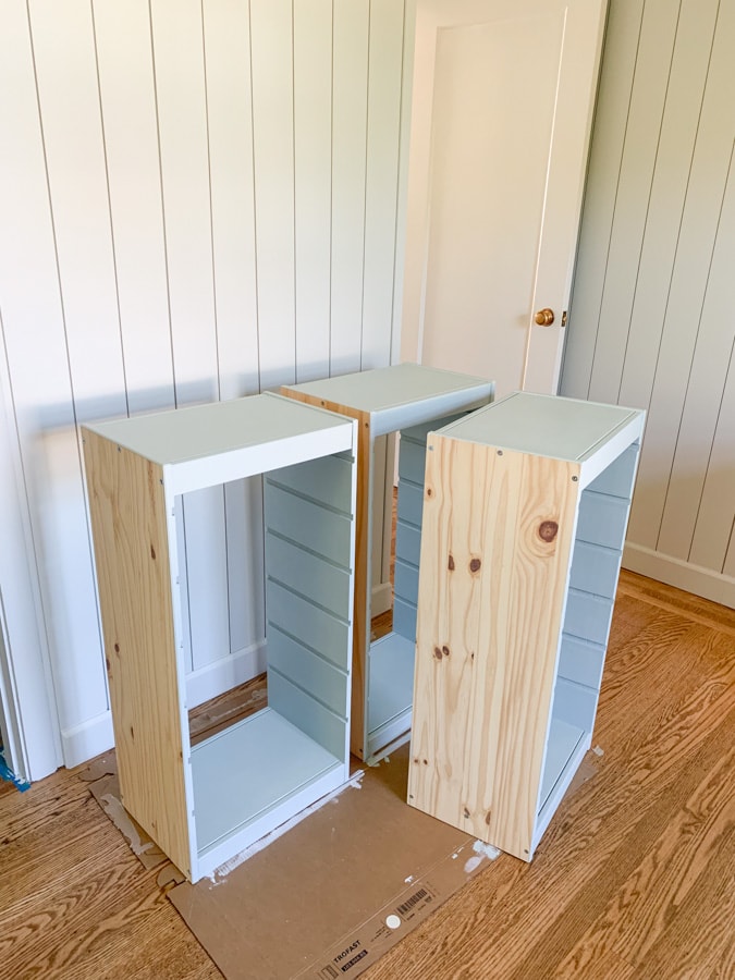 IKEA Trofast hack, closet builtin storage unit, home office closet makeover