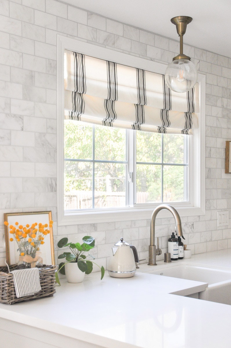 farmhouse kitchen custom roman shades photo