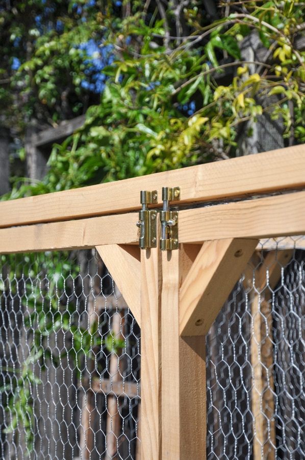 raised garden bed fence with hinges and doors