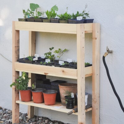 DIY outdoor plant stand with shelves