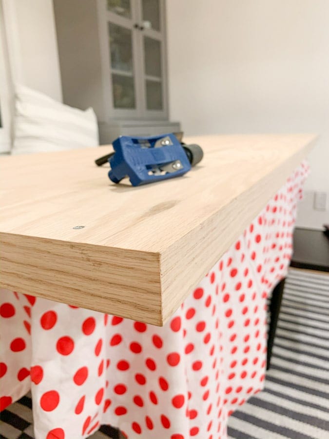 create faux thick wood table top board, DIY home office remodel