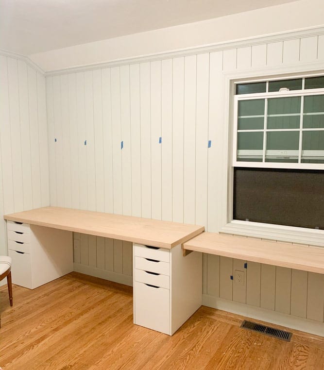 DIY home office desk with ikea alex desk and drawer hack