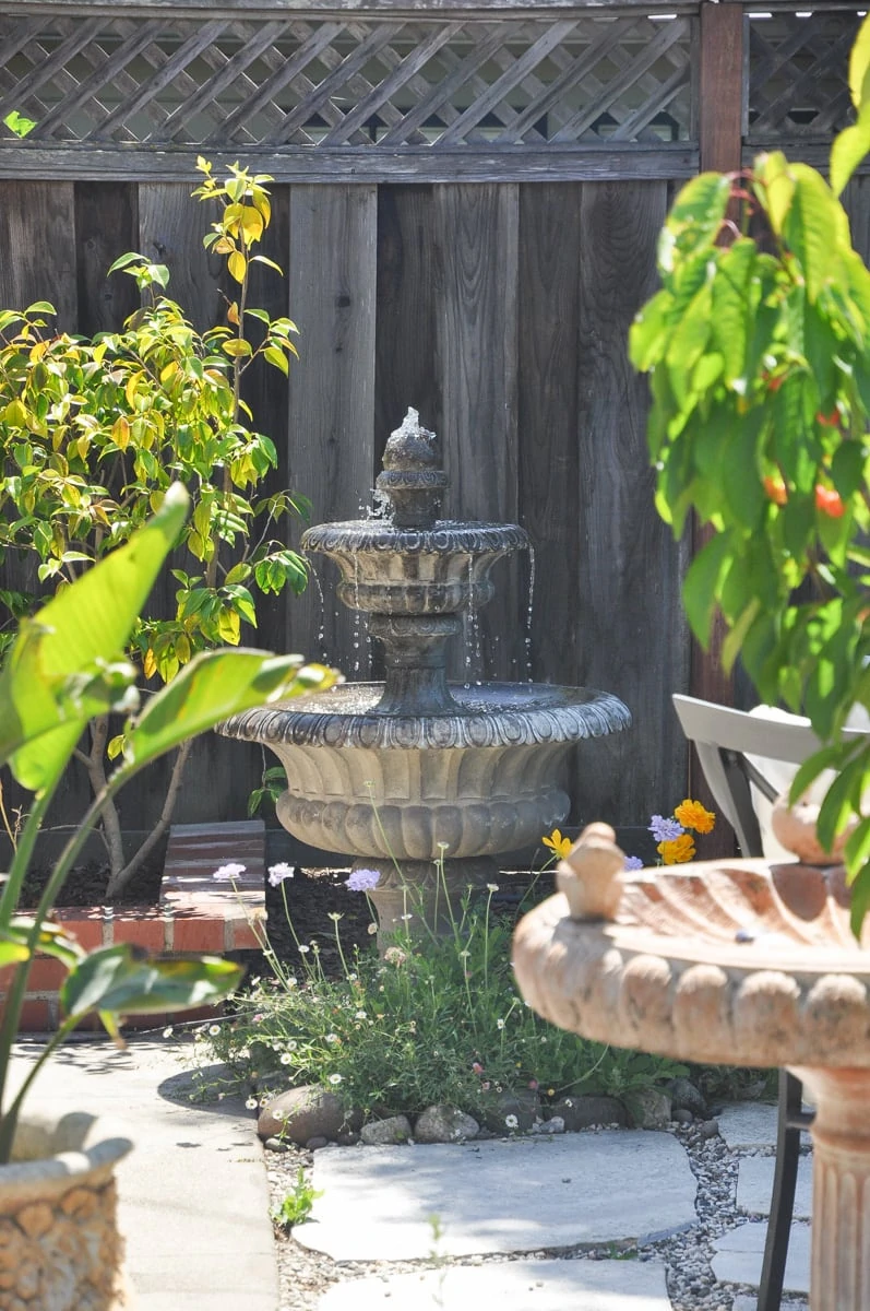 water fountain in small garden