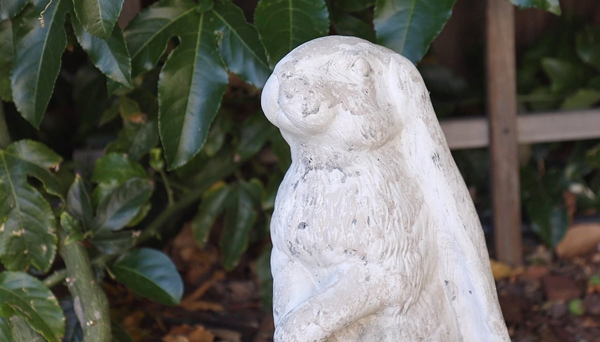 DIY makeover rabbit garden statue