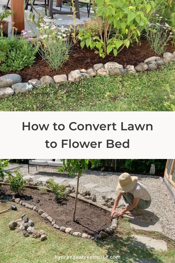 how to convert lawn to flower bed, diy garden landscaping, lawn to garden