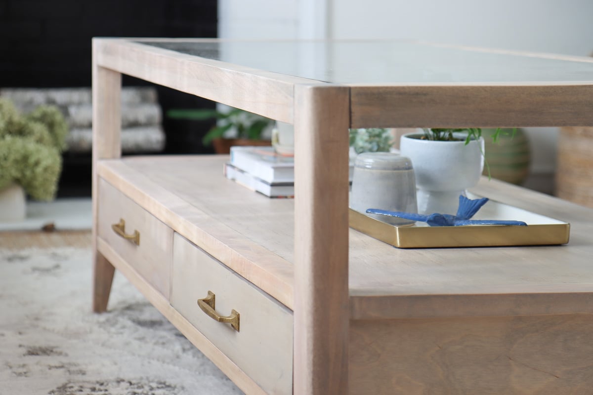 glass top coffee table makeover before and after