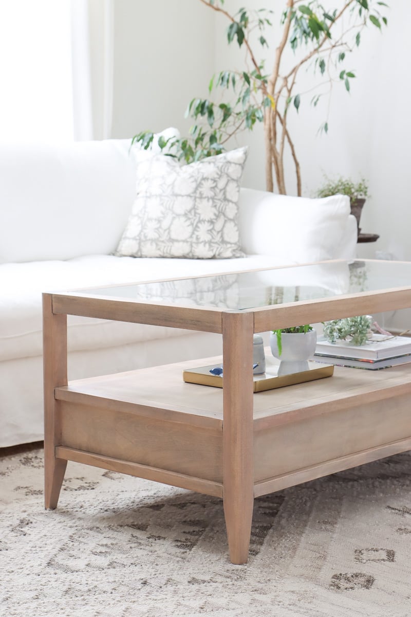 glass top coffee table makeover