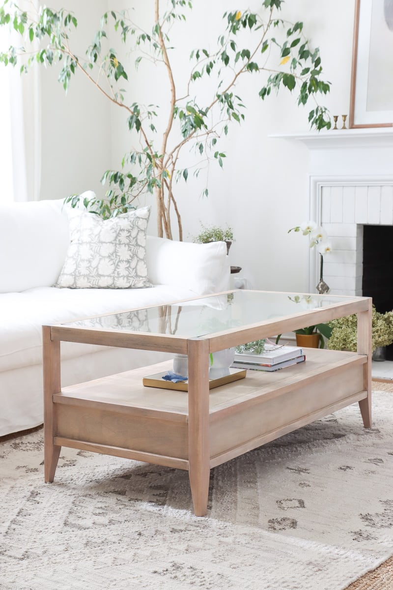 White wood glass clearance top coffee table