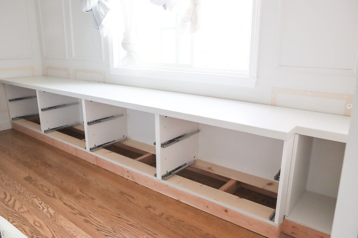 DIY ikea bench seat hack with storage
