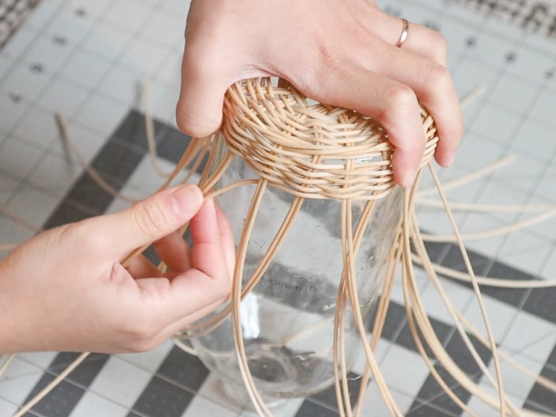 wicker bottle vase DIY