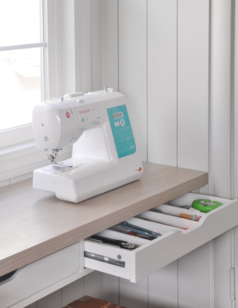 DIY sewing table built-in