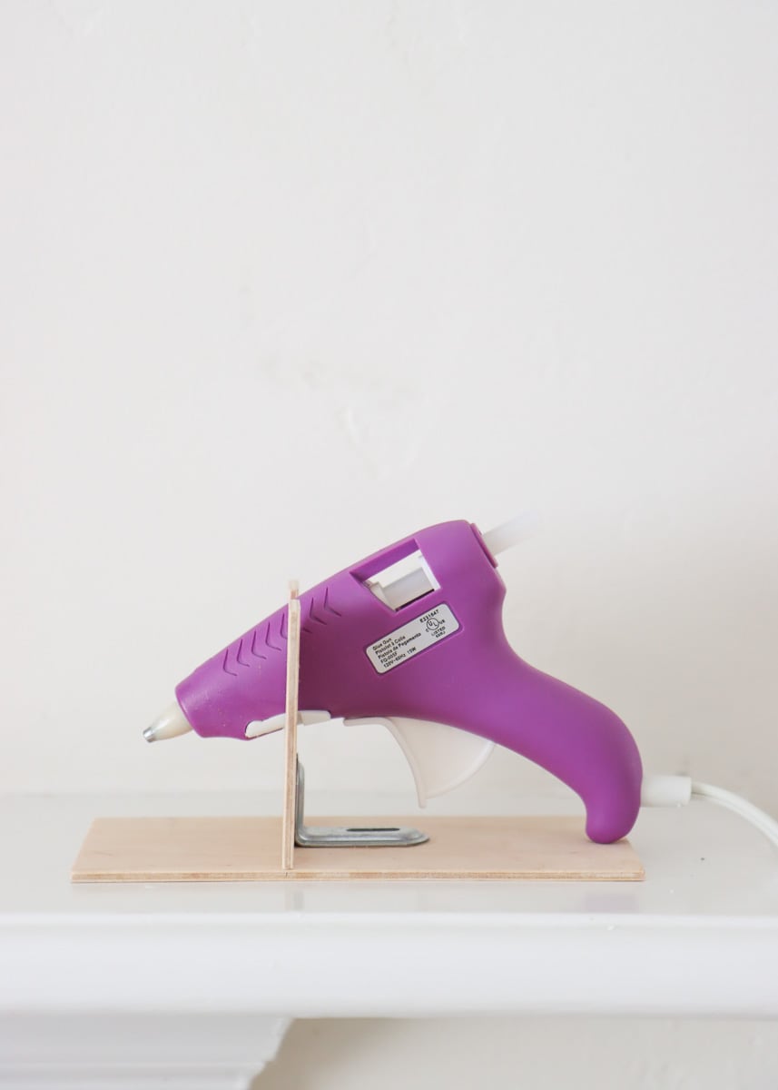 diy hot glue gun stand using wooden boards