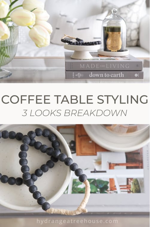 glass coffee table decorating ideas, styling coffee table 3 looks breakdown