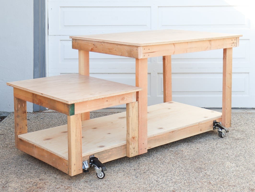 Woodworking table saw workbench build
