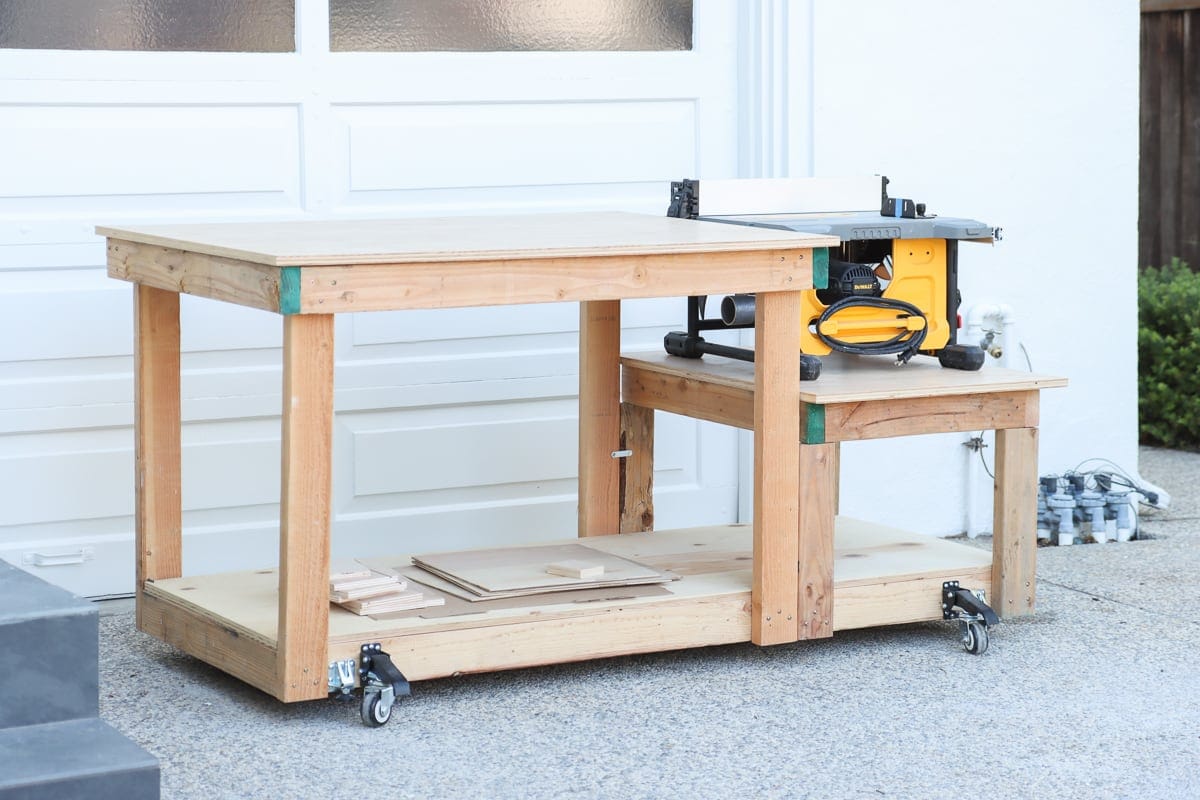 DIY mobile workbench for table saw