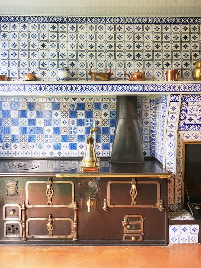 classic european interior design, old kitchen in france