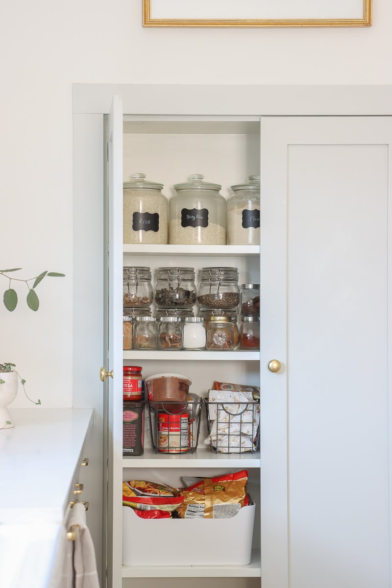 Ikea pantry organizers and glass canisters storage