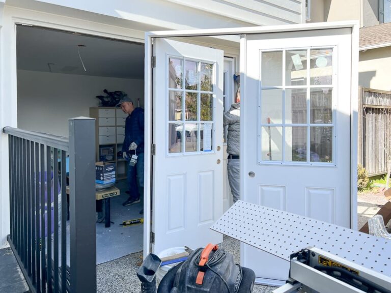 How to Replace Garage Door with French Doors and Sidelites Hydrangea