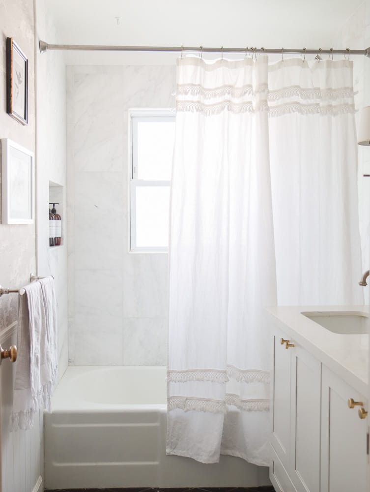 how to lengthen a shower curtain DIY
