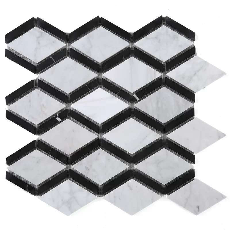 Best tile for small bathroom floor grid marble mosaic tile black and white