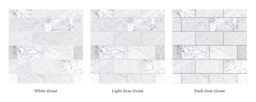 best grout color for marble tile, side by side comparison