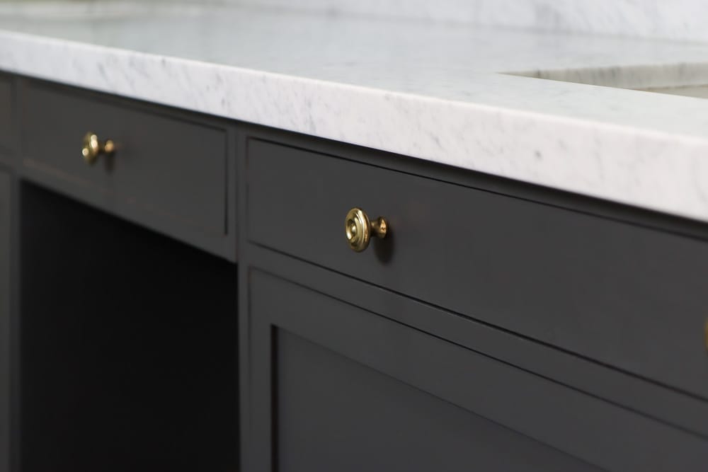 gold cabinet hardware for black shaker cabinets