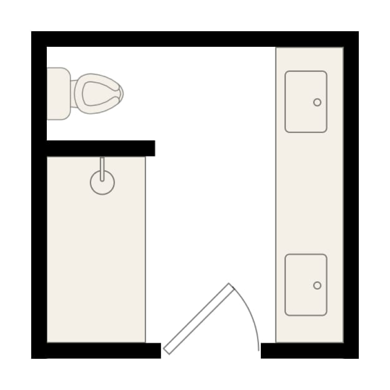 8x8 Bathroom Layout Ideas with shower and tub, and with floor plans, 8x8 bathroom layout idea #3 with double sink