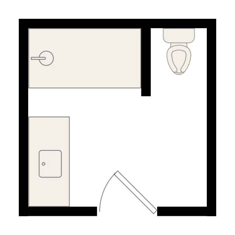 8x8 Bathroom Layout Ideas with shower and tub, and with floor plans, 8x8 bathroom layout idea #2 with toilet niche