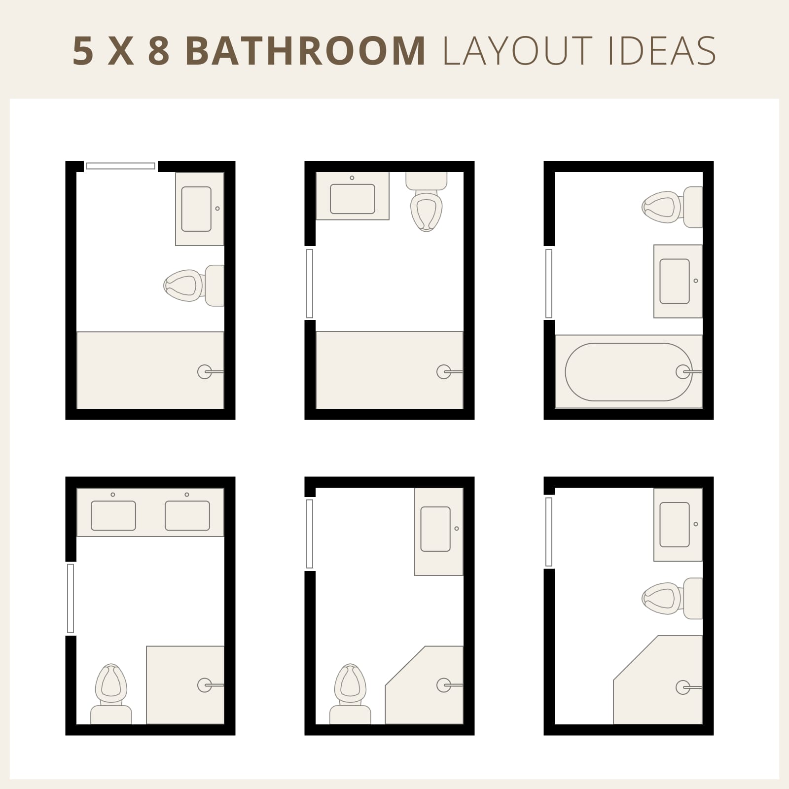 5 x 8 bathroom layout ideas for small bathroom. 5 ft by 8 ft floorplan.